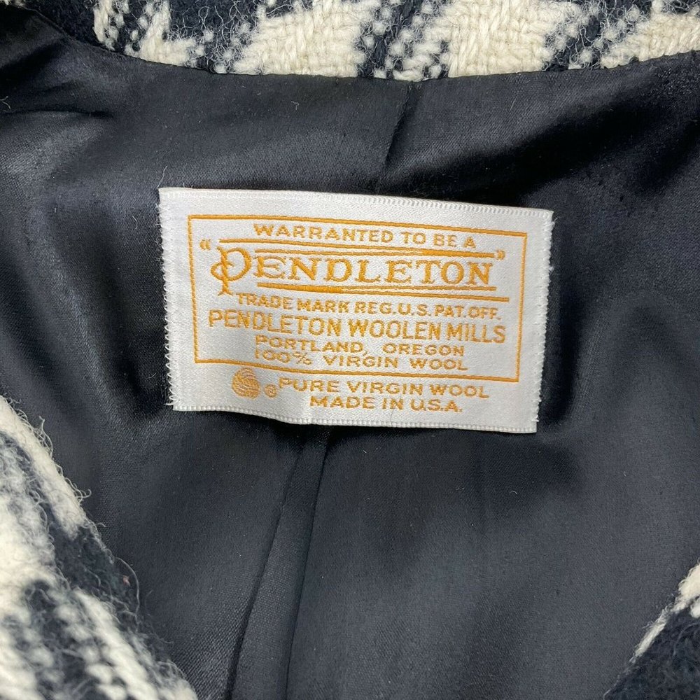 Pendleton Coat Womens Vintage Sz 14 100% Virgin Wool Double Breasted Houndstooth - Picture 4 of 10